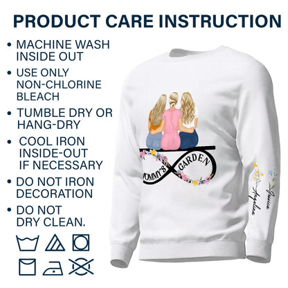 Mama's Garden - Gift For Mother - Personalized Sweatshirt With Sleeve Imprint