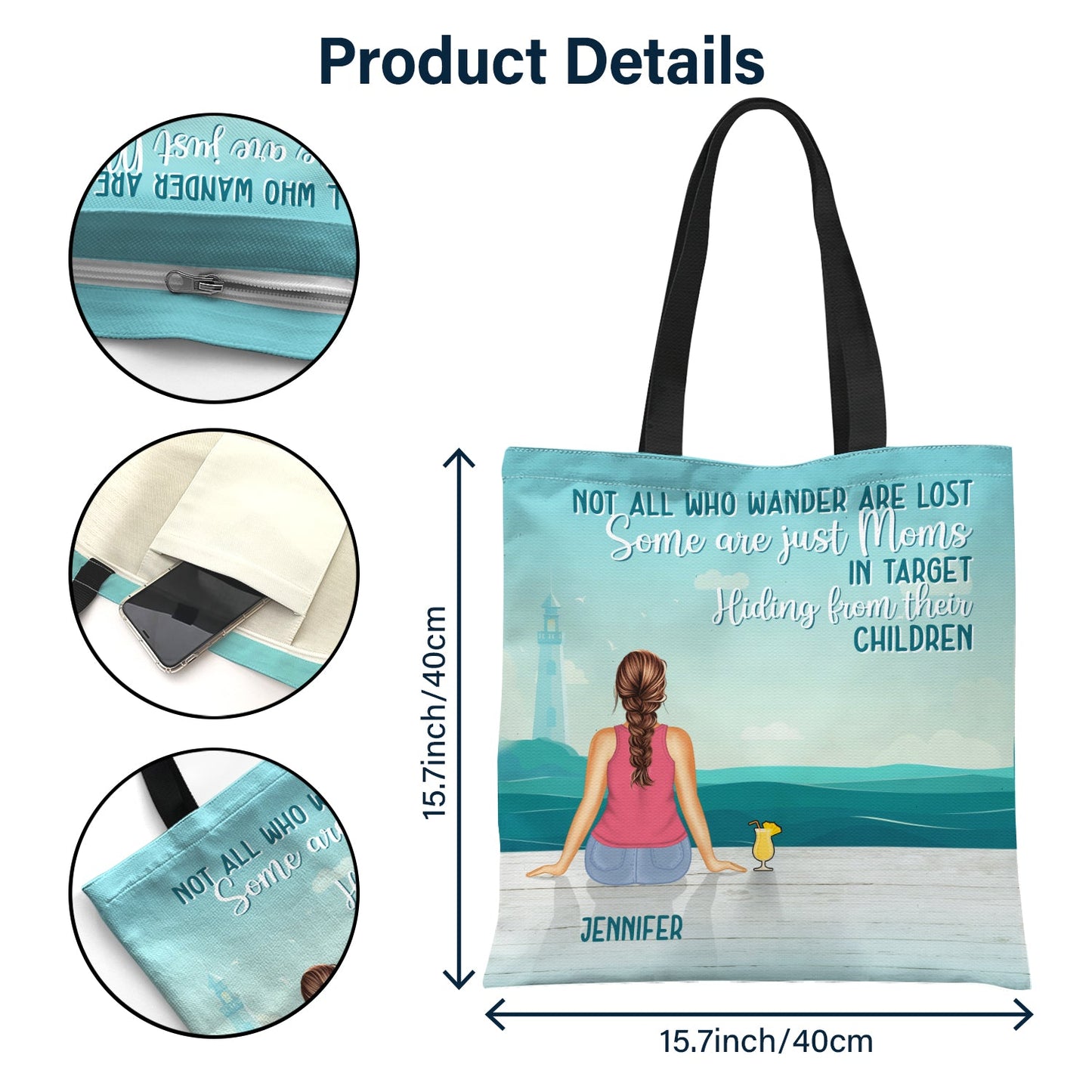 Travel Not All Who Wander - Gift For Mom - Personalized Zippered Canvas Bag