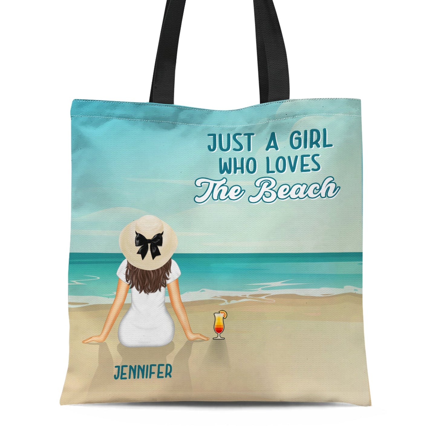 Just A Girl - Summer Gift For Girl - Personalized Zippered Canvas Bag