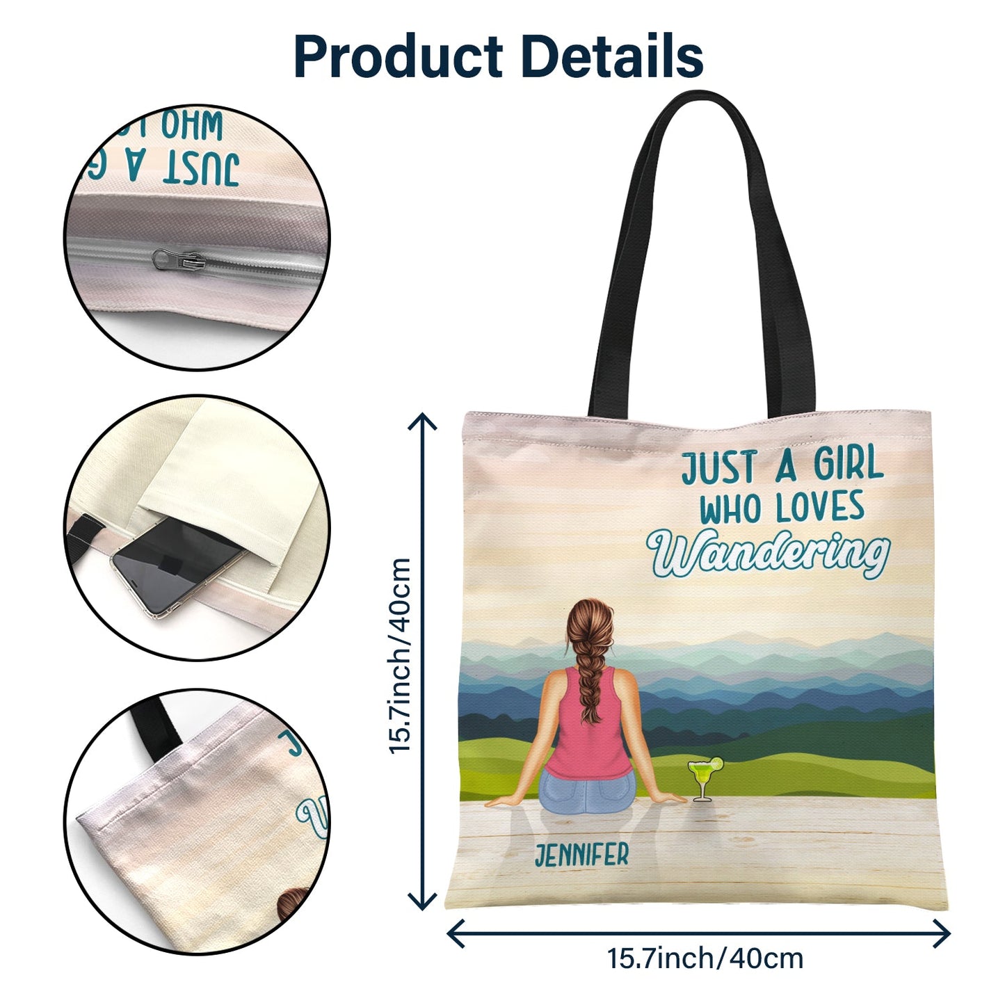 Just A Girl - Summer Gift For Girl - Personalized Zippered Canvas Bag