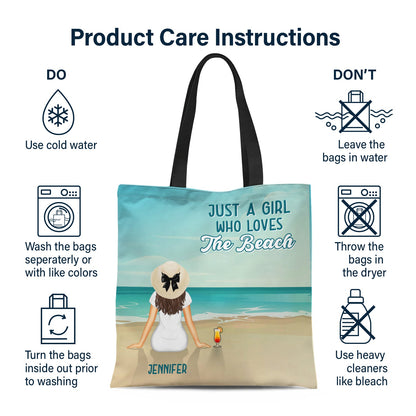 Just A Girl - Summer Gift For Girl - Personalized Zippered Canvas Bag