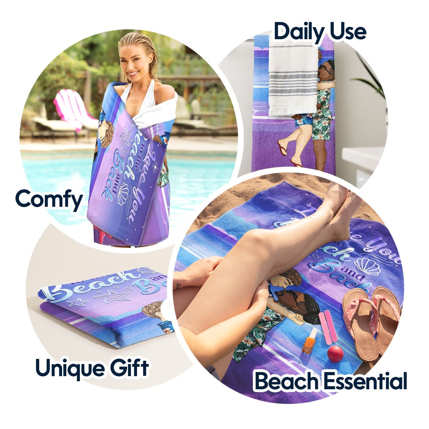 Love You To The Beach And Back - Gift For Couples - Personalized Beach Towel