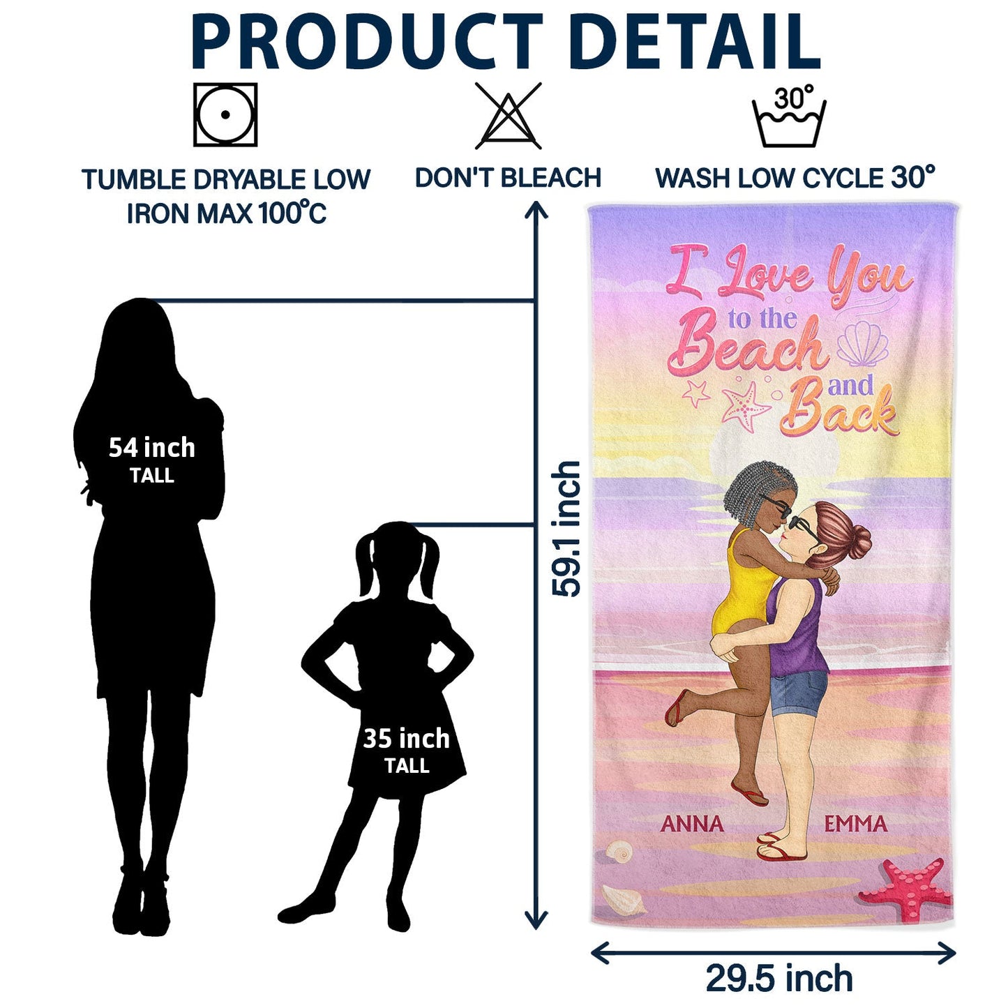 Love You To The Beach And Back - Gift For Couples - Personalized Beach Towel