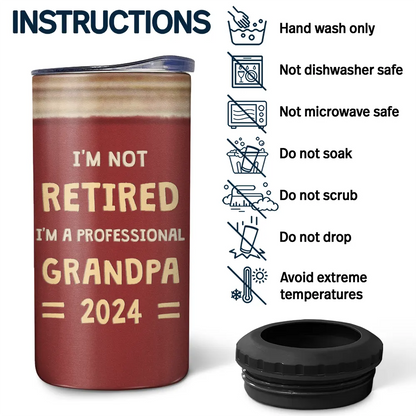 Retired Work For My Grandkids - Personalized 4 In 1 Can Cooler Tumbler