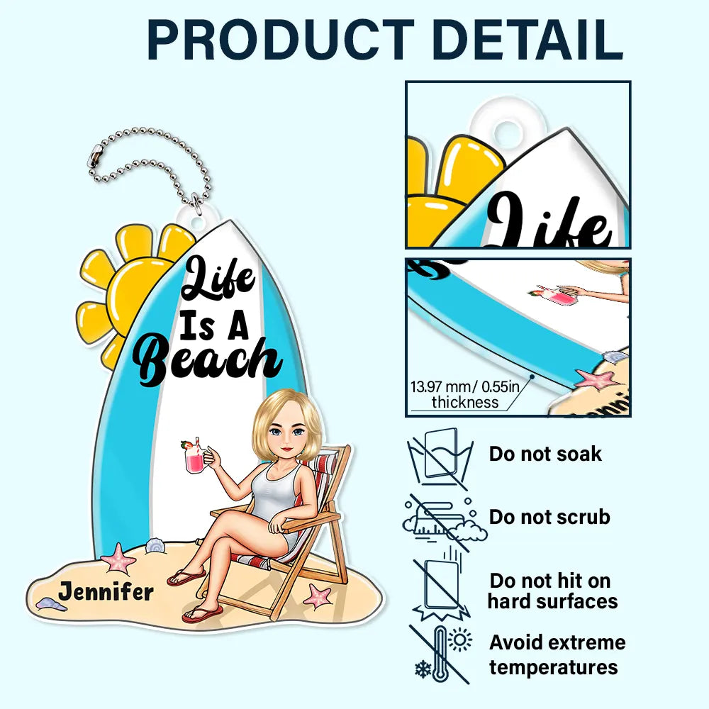 Life's A Beach - Personalized Acrylic Car Hanger