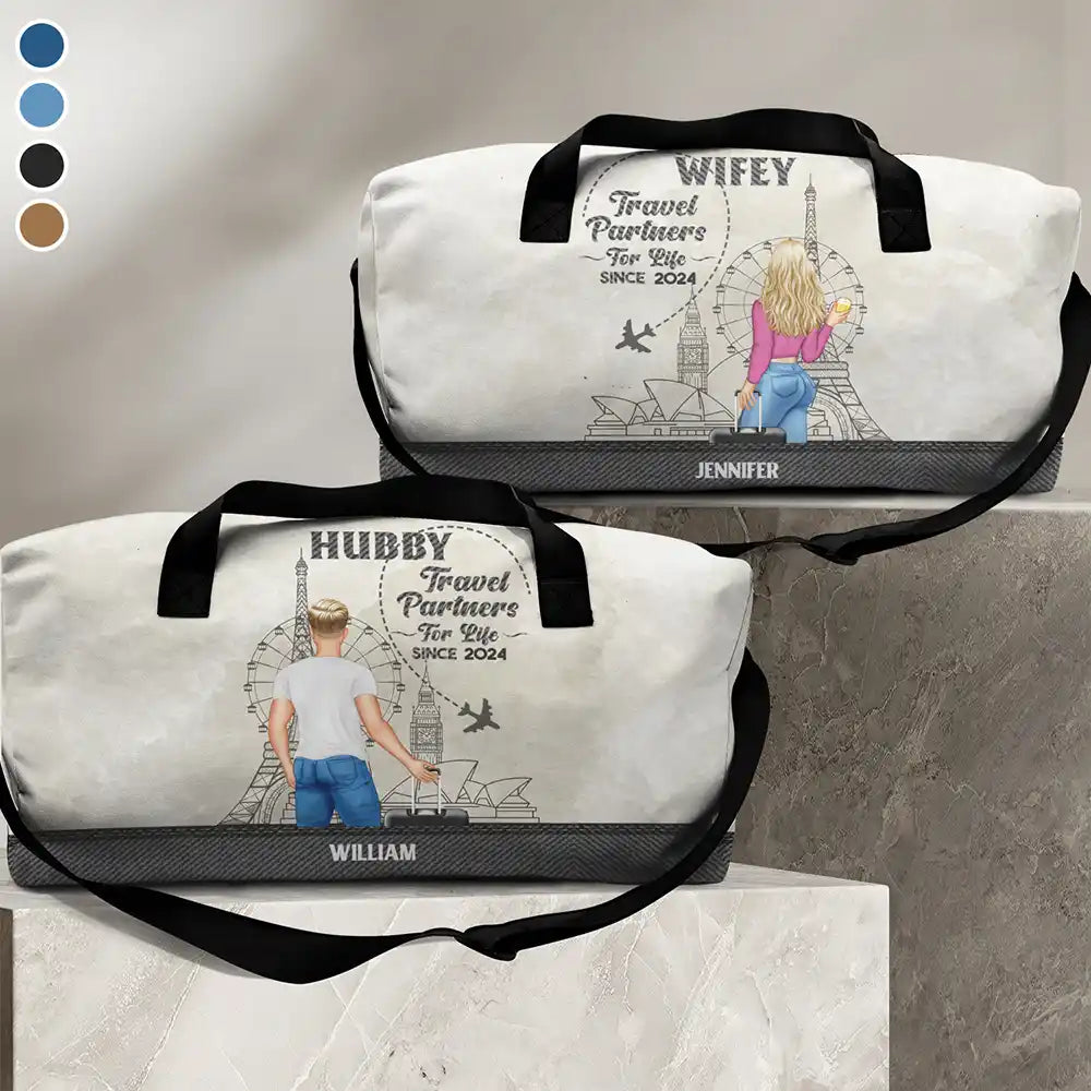 Couple Travel Partners For Life - Personalized Combo 2 Duffle Bags