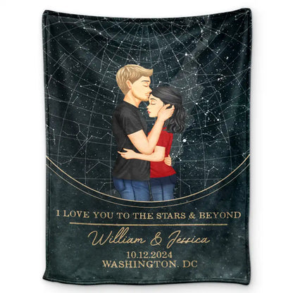 Star Map Couple I Love You To The Stars - Personalized Fleece Blanket, Sherpa Blanket