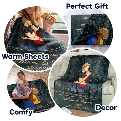 Star Map Couple I Love You To The Stars - Personalized Fleece Blanket, Sherpa Blanket