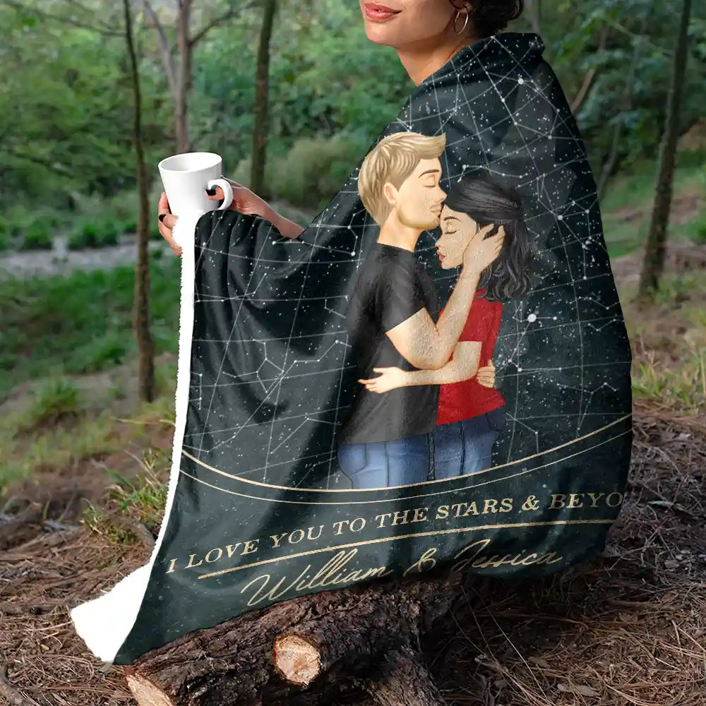 Star Map Couple I Love You To The Stars - Personalized Fleece Blanket, Sherpa Blanket