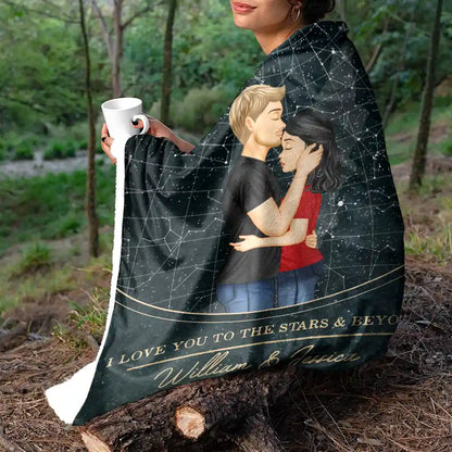 Star Map Couple I Love You To The Stars - Personalized Fleece Blanket, Sherpa Blanket