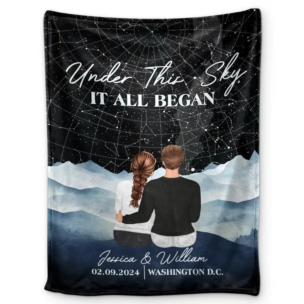 Star Map It All Began - Personalized Fleece Blanket, Sherpa Blanket