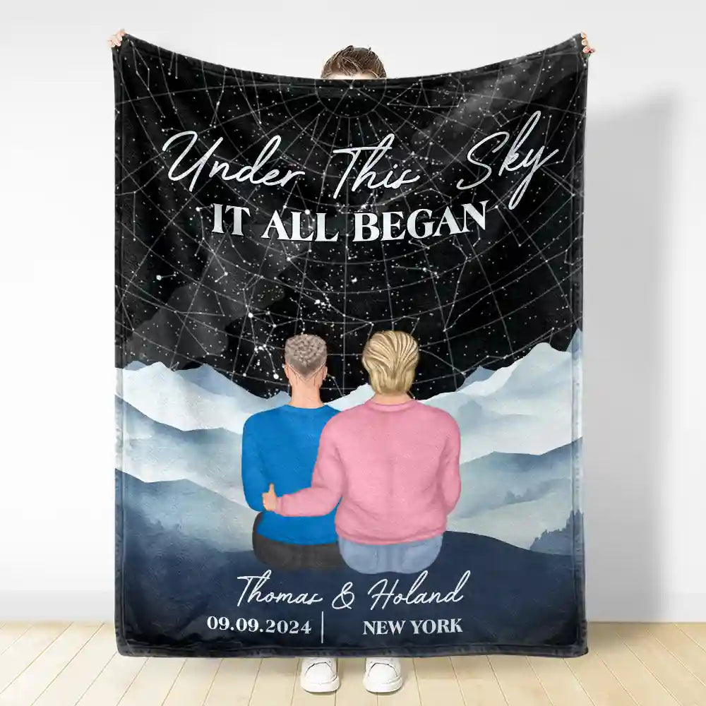 Star Map It All Began - Personalized Fleece Blanket, Sherpa Blanket