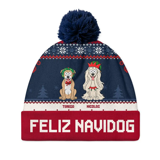 Feliz Navidog - Personalized Bobble Beanie Hat