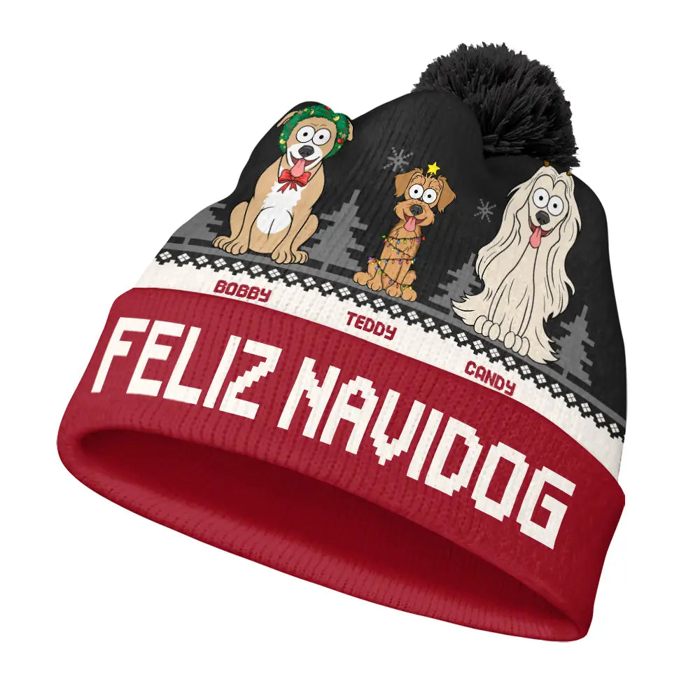 Feliz Navidog - Personalized Bobble Beanie Hat