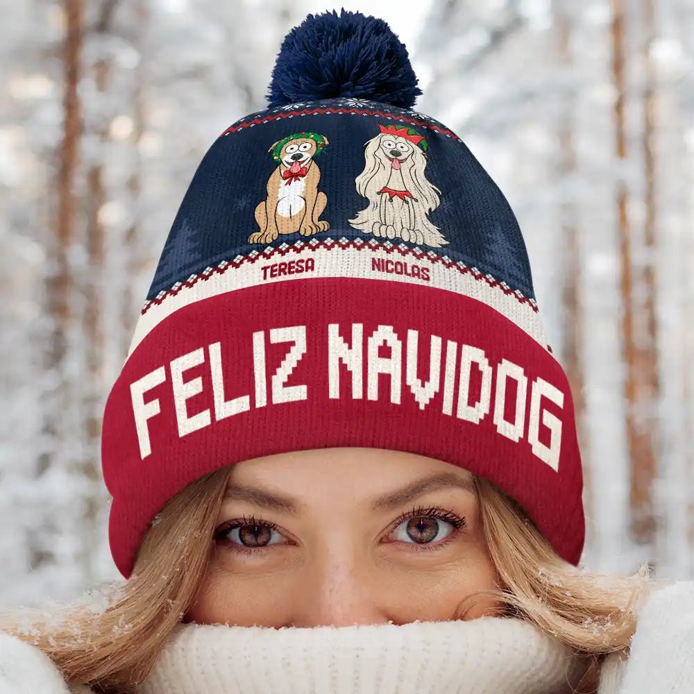 Feliz Navidog - Personalized Bobble Beanie Hat