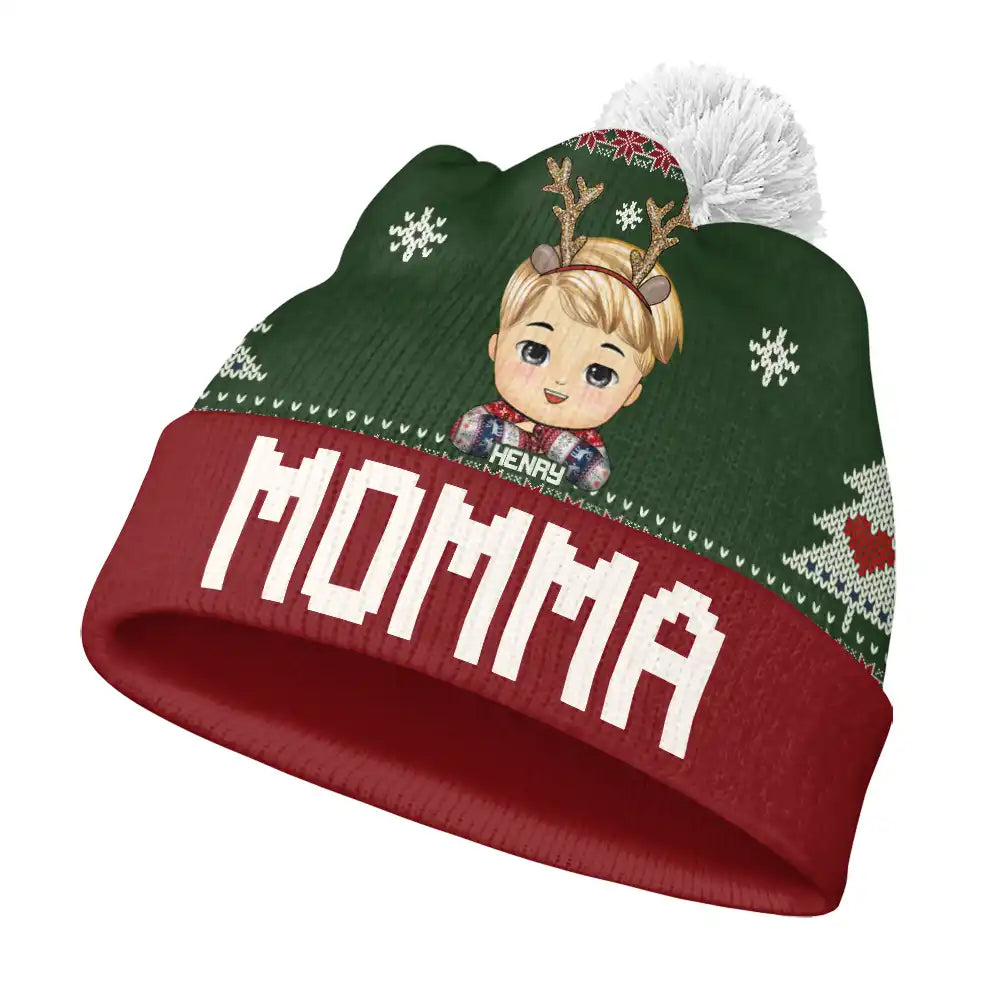 Christmas Grandkids - Personalized Bobble Beanie Hat