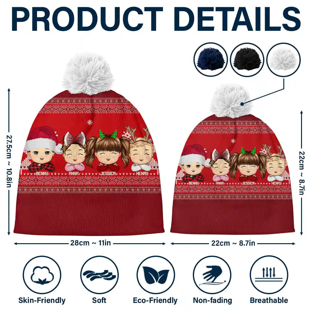 Christmas Grandkids - Personalized Bobble Beanie Hat