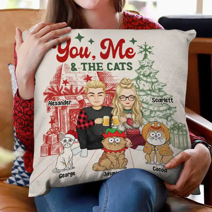 You, Me And The Cats - Personalized Pillow