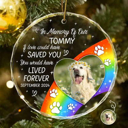 Custom Photo In Loving Memory Memorial Pet Lovers - Personalized Circle Glass Ornament