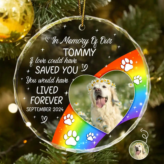 Custom Photo In Loving Memory Memorial Pet Lovers - Personalized Circle Acrylic Ornament