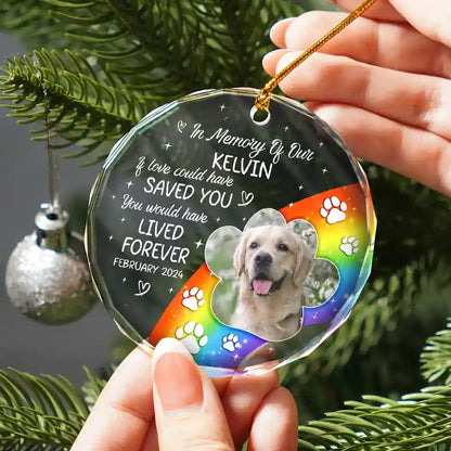 Custom Photo In Loving Memory Memorial Pet Lovers - Personalized Circle Glass Ornament
