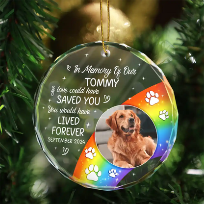 Custom Photo In Loving Memory Memorial Pet Lovers - Personalized Circle Glass Ornament