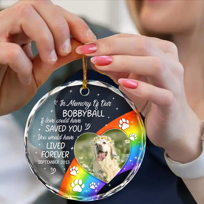 Custom Photo In Loving Memory Memorial Pet Lovers - Personalized Circle Glass Ornament