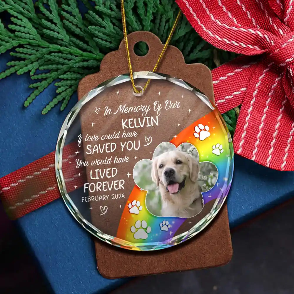 Custom Photo In Loving Memory Memorial Pet Lovers - Personalized Circle Glass Ornament
