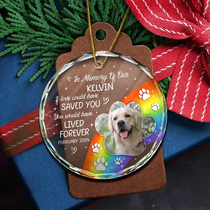 Custom Photo In Loving Memory Memorial Pet Lovers - Personalized Circle Glass Ornament