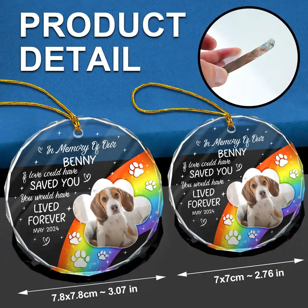 Custom Photo In Loving Memory Memorial Pet Lovers - Personalized Circle Glass Ornament