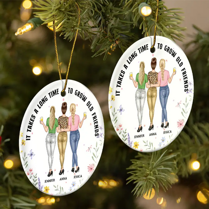 It Takes A Long Time To Grow An Old Friend - Personalized Circle Acrylic Ornament