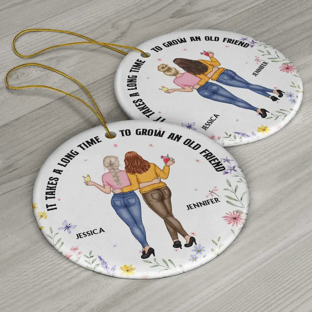 It Takes A Long Time To Grow An Old Friend - Personalized Circle Acrylic Ornament