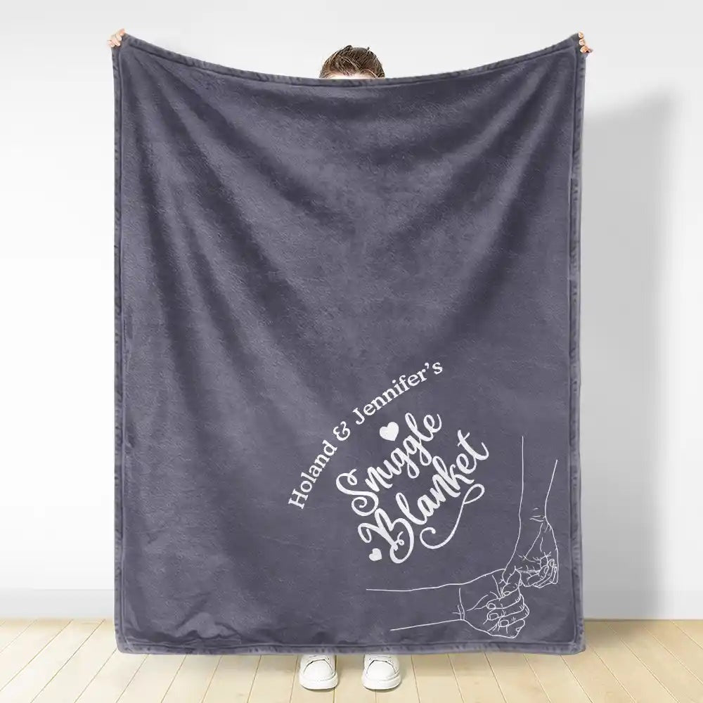 Holding Hand Couple Snuggle Blanket - Personalized Fleece Blanket, Sherpa Blanket