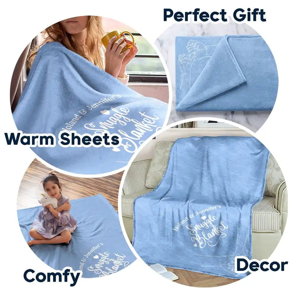 Holding Hand Couple Snuggle Blanket - Personalized Fleece Blanket, Sherpa Blanket