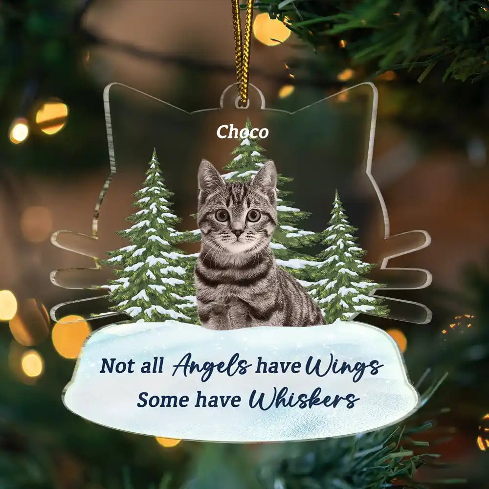 Custom Photo Memorial Not All Angels Have Wings Cats - Personalized Custom Shaped Acrylic Ornament