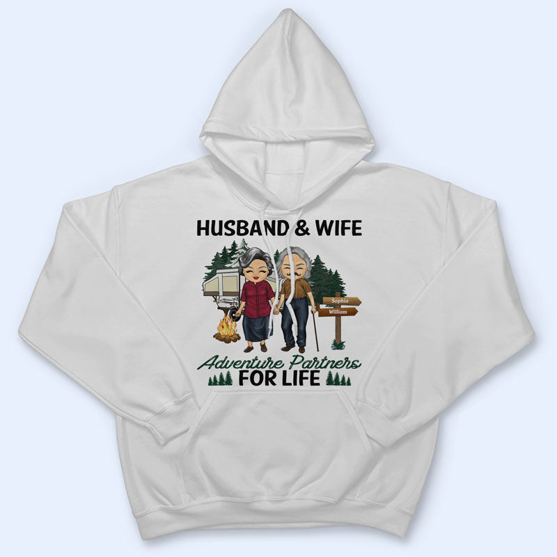 Husband And Wife Adventure Partners For Life - Gift For Couple - Personalized Custom T Shirt