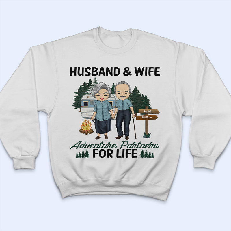 Husband And Wife Adventure Partners For Life - Gift For Couple - Personalized Custom T Shirt