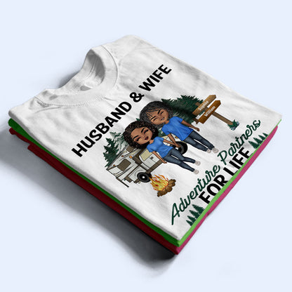 Husband And Wife Adventure Partners For Life - Gift For Couple - Personalized Custom T Shirt