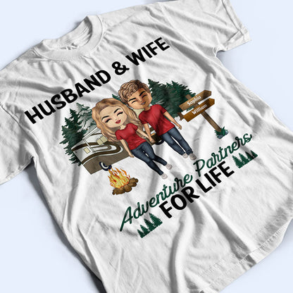 Husband And Wife Adventure Partners For Life - Gift For Couple - Personalized Custom T Shirt