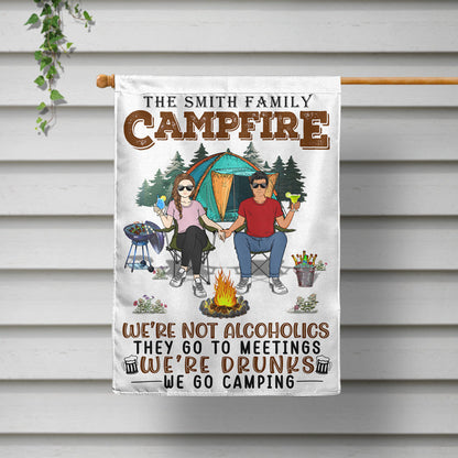 We’re Drunks We Go Camping Family Couple - Gift For Camping Couples - Personalized Custom Flag