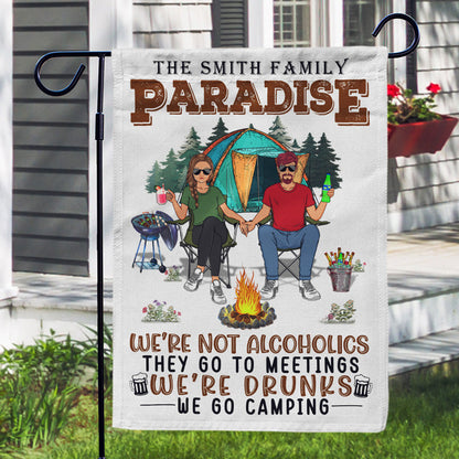 We’re Drunks We Go Camping Family Couple - Gift For Camping Couples - Personalized Custom Flag