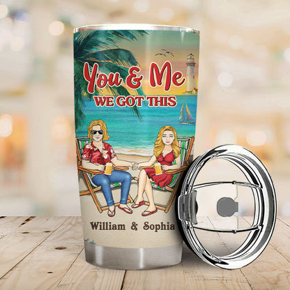 Beach Couple Every Love Story Is Beautiful - Couple Gift - Personalized Custom Tumbler