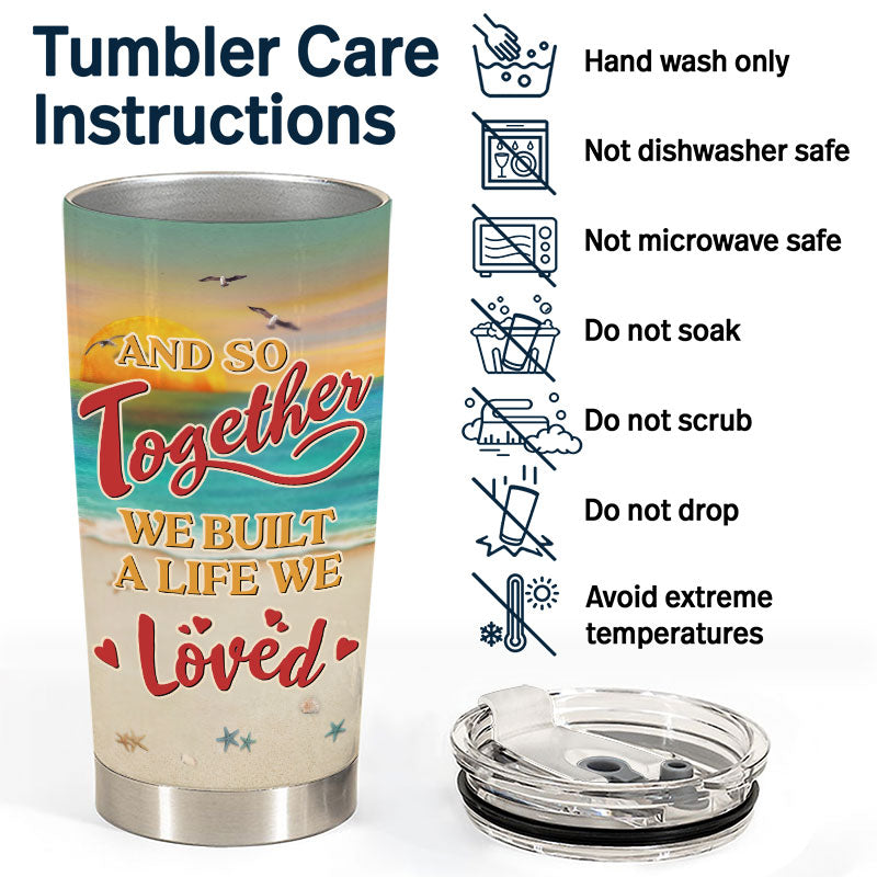 Beach Couple Every Love Story Is Beautiful - Couple Gift - Personalized Custom Tumbler