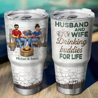 Husband And Wife Drinking Buddies For Life Grilling Couple - Couple Gift - Personalized Custom 30 Oz Tumbler