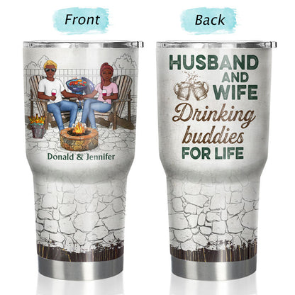 Husband And Wife Drinking Buddies For Life Grilling Couple - Couple Gift - Personalized Custom 30 Oz Tumbler