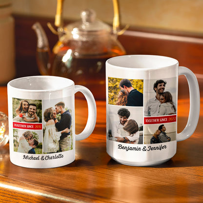 Custom Photo Love Never Fails Couple Husband Wife - Gift For Couple - Personalized Custom White Edge-to-Edge Mug