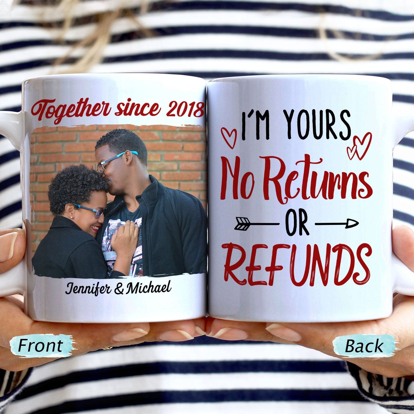 Custom Photo My Wife Is Hotter Than My Coffee Family Couple - Gift For Couple - Personalized Custom White Edge-to-Edge Mug
