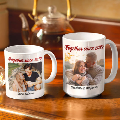 Custom Photo My Wife Is Hotter Than My Coffee Family Couple - Gift For Couple - Personalized Custom White Edge-to-Edge Mug