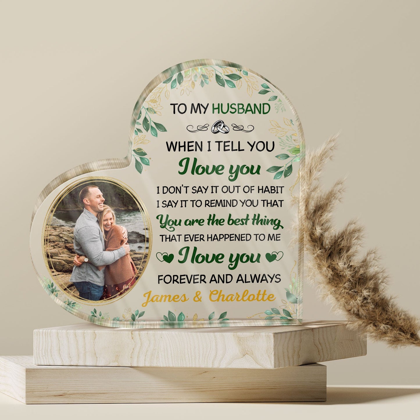 Custom Photo When I Tell You I Love You Husband Wife Couple - Anniversary Gift - Personalized Custom Heart Shaped Acrylic Plaque