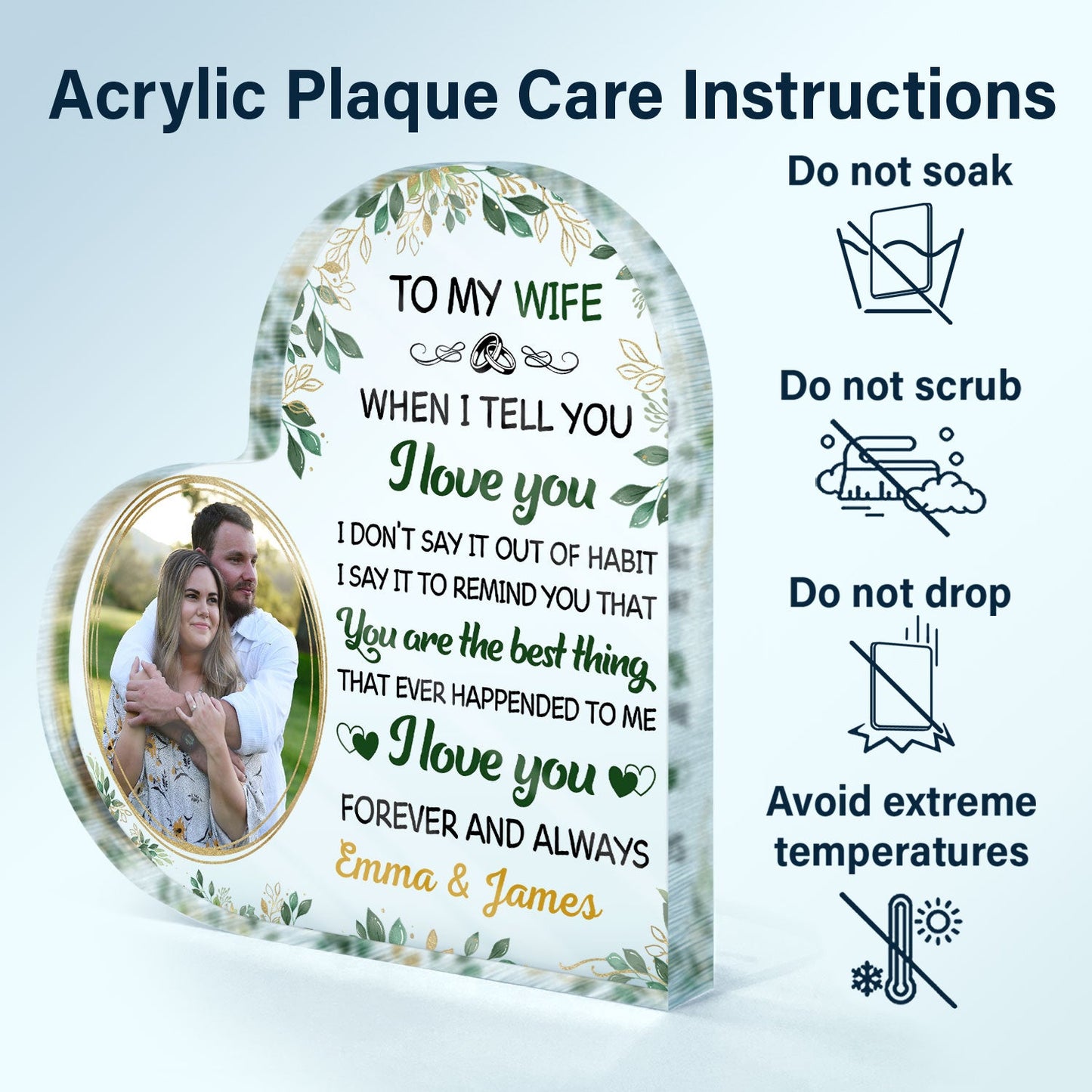 Custom Photo When I Tell You I Love You Husband Wife Couple - Anniversary Gift - Personalized Custom Heart Shaped Acrylic Plaque